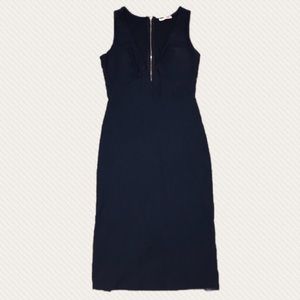 Navy Blue Deep Cut Midi Dress